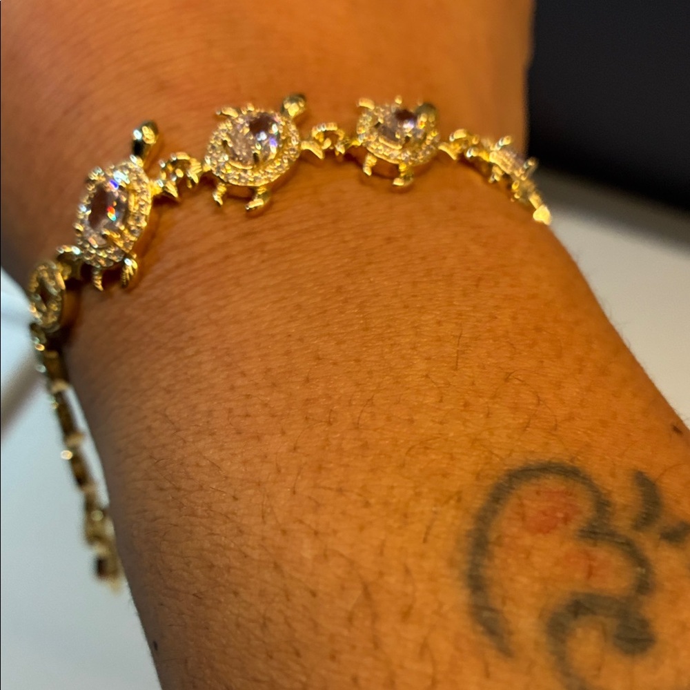 Gold Moissainite Turtle Bracelet WITH BOX
